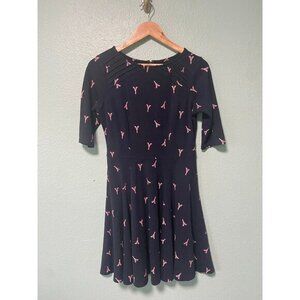 Unique Vintage‎ Women's Pink and Navy Paris Eiffel Tower Dress Size Large